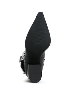Woodstock Diamante Embellished Pin Buckle Boots - Cowhide and Conchos