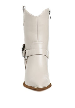 Woodstock Diamante Embellished Pin Buckle Boots - Cowhide and Conchos