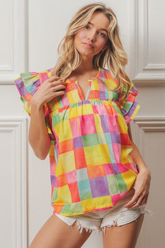 Woven Smocked Detail Top - small and large available - Cowhide and Conchos