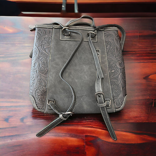 Wrangler Black and White Hair on Hide Backpack - Cowhide and Conchos