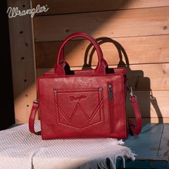 Wrangler Embroidered Tote/Crossbody - Cowhide and Conchos