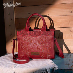 Wrangler Embroidered Tote/Crossbody - Cowhide and Conchos