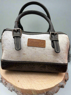 Wrangler Hair on Hide Black and White Bag - Cowhide and Conchos