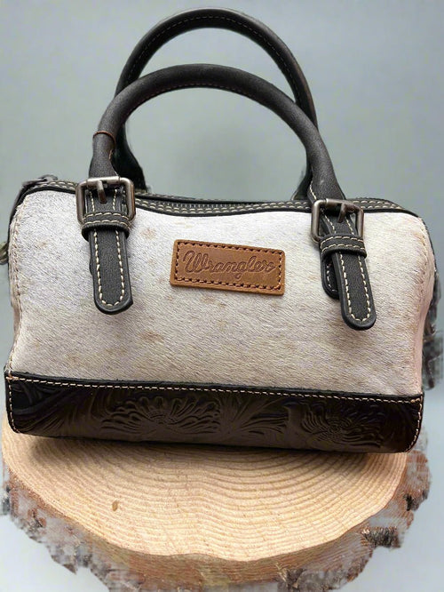 Wrangler Hair on Hide Black and White Bag - Cowhide and Conchos