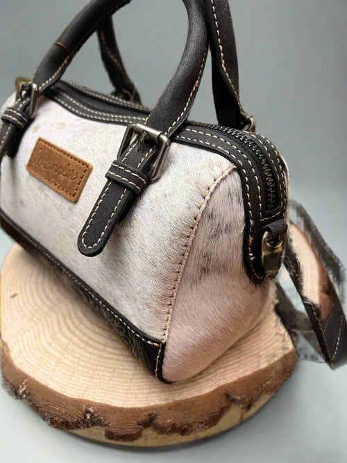 Wrangler Hair on Hide Black and White Bag - Cowhide and Conchos