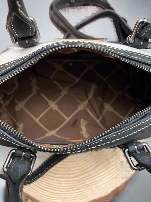 Wrangler Hair on Hide Black and White Bag - Cowhide and Conchos