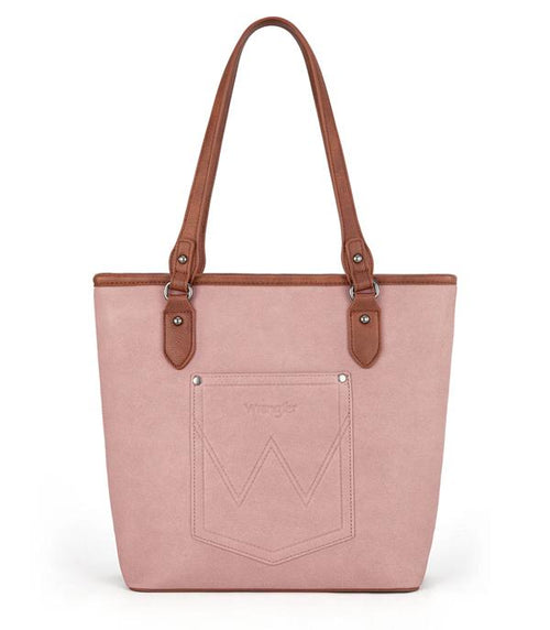 Wrangler Logo Waxed Canvas Tote - Cowhide and Conchos