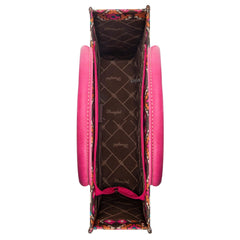 Wrangler Southwestern Pattern Dual Sided Print Canvas Wide Tote - Hot Pink - Cowhide and Conchos