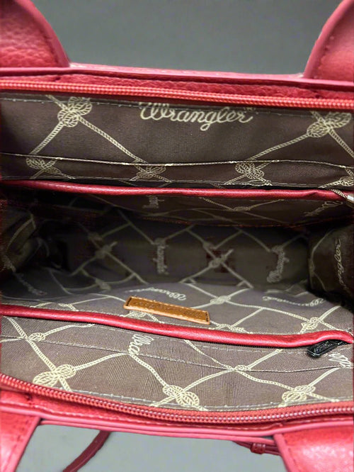Wrangler Western Boot Stitch Handbag - Red - Cowhide and Conchos
