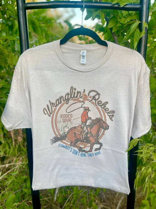 Wranglin' Rebels T-Shirt - Cowhide and Conchos