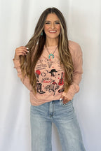 Yeehaw Cowboy Long Sleeve T-Shirt - Cowhide and Conchos