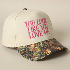 You Look Like You Love Me Embroidered Camo Trucker - Cowhide and Conchos