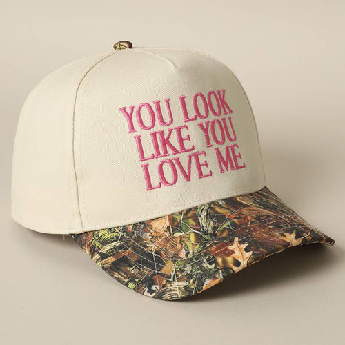 You Look Like You Love Me Embroidered Camo Trucker - Cowhide and Conchos