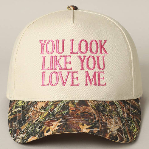 You Look Like You Love Me Embroidered Camo Trucker - Cowhide and Conchos