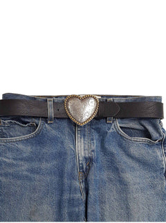 Your Heart or Mine Belt Buckle - Cowhide and Conchos