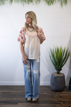 Zia Embroidered Blouse - Cowhide and Conchos