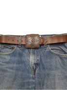 Zia Square Western Belt Buckle — Vintage Copper Finish with Rope Edge & Etched Details (Fits 1.5" Belt, Buckle Only) - Cowhide and Conchos