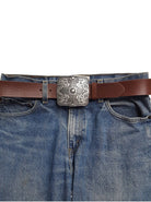 Zia Western Belt Buckle - Cowhide and Conchos
