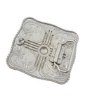 Zia Western Belt Buckle - Cowhide and Conchos