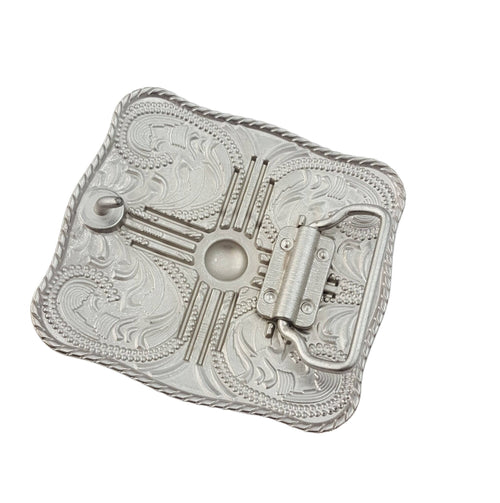 Zia Western Belt Buckle - Cowhide and Conchos