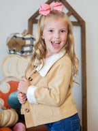 Tan Courd Fluffy Button-Down Jacket