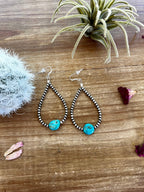 3 mm Navajos earrings with real flat turquoise