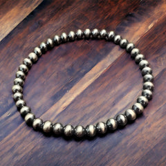 4mm - Sterling Pearl Stretch Bracelet - Cowhide and Conchos