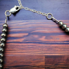 4mm Sterling Silver Pearl Choker - 14 inch - Cowhide and Conchos