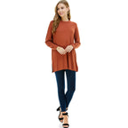 Hazelnut Long Sleeve Double Side Slit Tunic