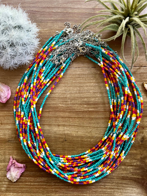 Pink serape beaded choker