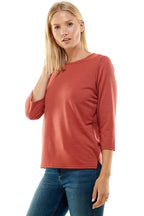 Paprika 3/4 Sleeve French Terry Top