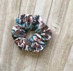 Blue Speckle Cow Print Large Scrunchie