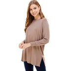 Mocha Long Sleeve Double Side Slit Tunic - Small and XL available