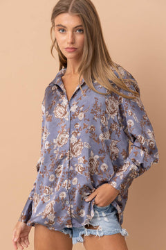 Satin Button Down Shirt - Small & Large available