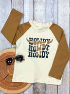 Tan Howdy Longhorn Long Sleeve Tee