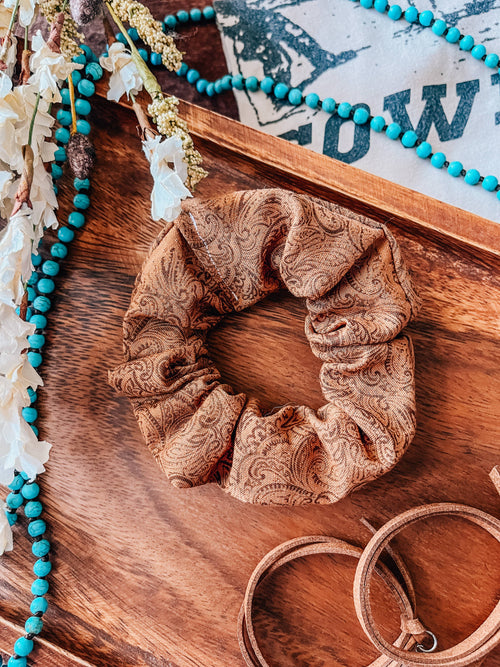 Tooled Leather Scrunchie