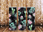 Cactus Flower Tumbler - Cowhide and Conchos