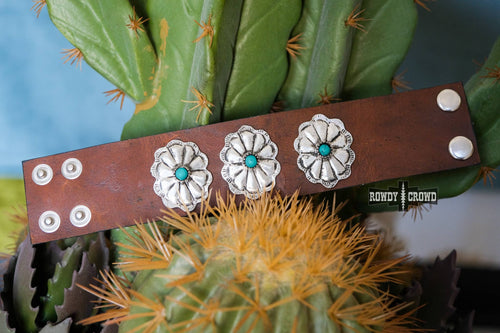 Cisco Cuff - Cowhide and Conchos