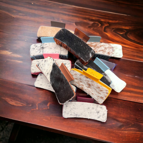 Cowhide Claw Clips - 4 inch - Cowhide and Conchos