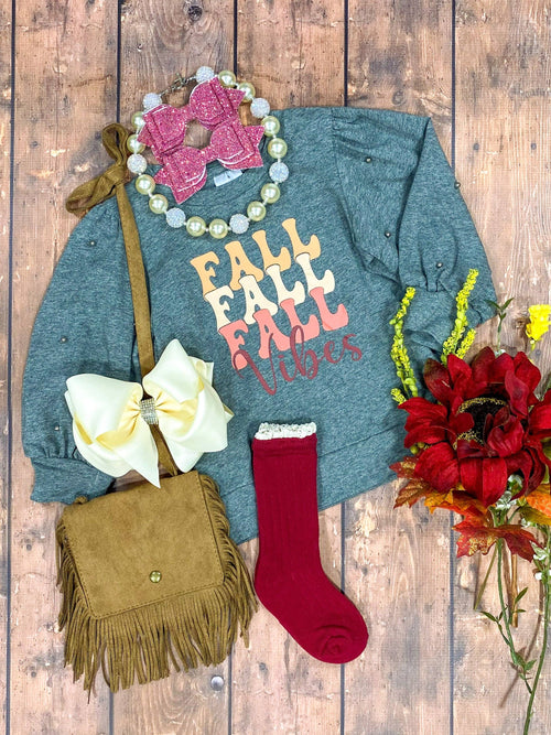 Fall Vibes Top - Beaded Detail!