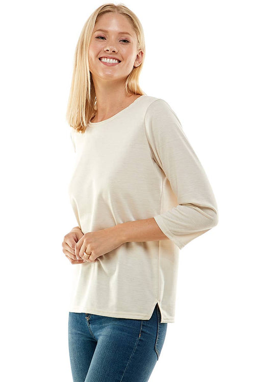Stone 3/4 Sleeve French Terry Top -Sm and XL available