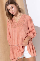 Dot Challis Embroidered Top - Small remaining - Cowhide and Conchos