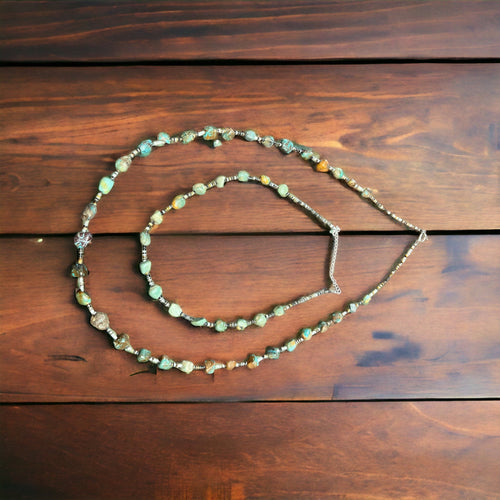 38 inch turquoise nuggets necklace with shell