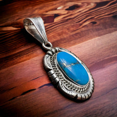 Samuel Yellowhair Turquoise and sterling Pendant