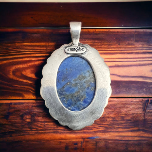 Lapis pendant on sterling silver