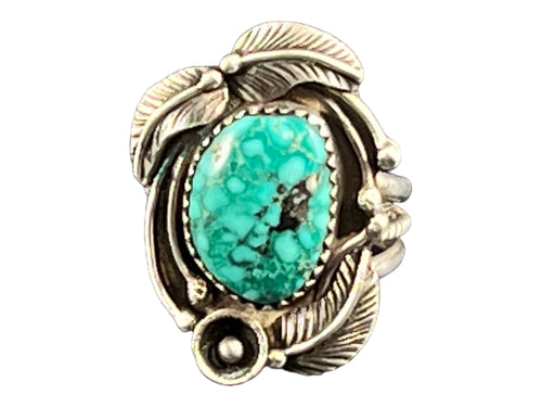 Turquoise and sterling artisan ring - Size 7.5