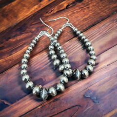 Navajo pearl earrings - 2 1/2 inch drop - Sterling silver