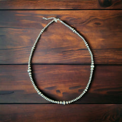 Sterling pearl necklace - 22 inch graduated sterling bead necklace
