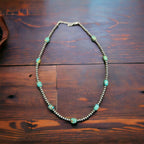 Navajo Style Pearl and Turquoise Necklace - 18 inch