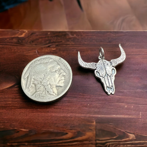 Sterling cow skull charm/pendant